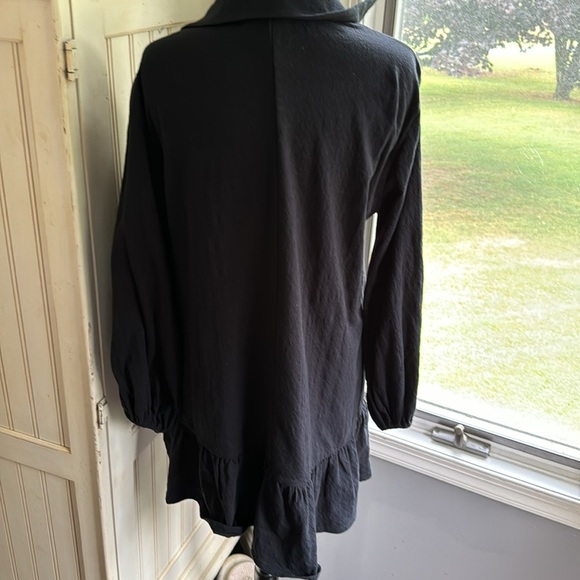 FP Beach Black Pull Over Collared Cotton ‎ Long Sleeve Baby Doll Dress - Picture 5 of 12